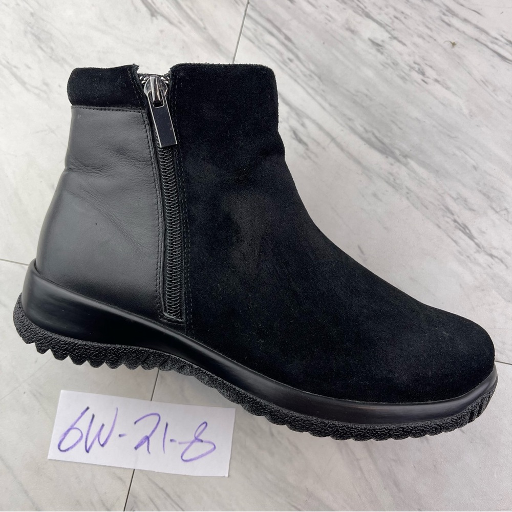 •Drew Womens Kool Black Wedge Ankle Boots Shoes 6 Wide W